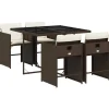 Tuinsets-vidaXL - 5-delige Tuinset wit kussens - Bruin poly rattan en staal - 110x106 cm