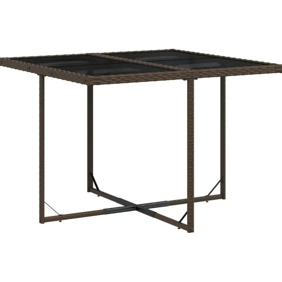 Tuinsets-vidaXL - 5-delige Tuinset wit kussens - Bruin poly rattan en staal - 110x106 cm