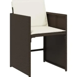 Tuinsets-vidaXL - 5-delige Tuinset wit kussens - Bruin poly rattan en staal - 110x106 cm