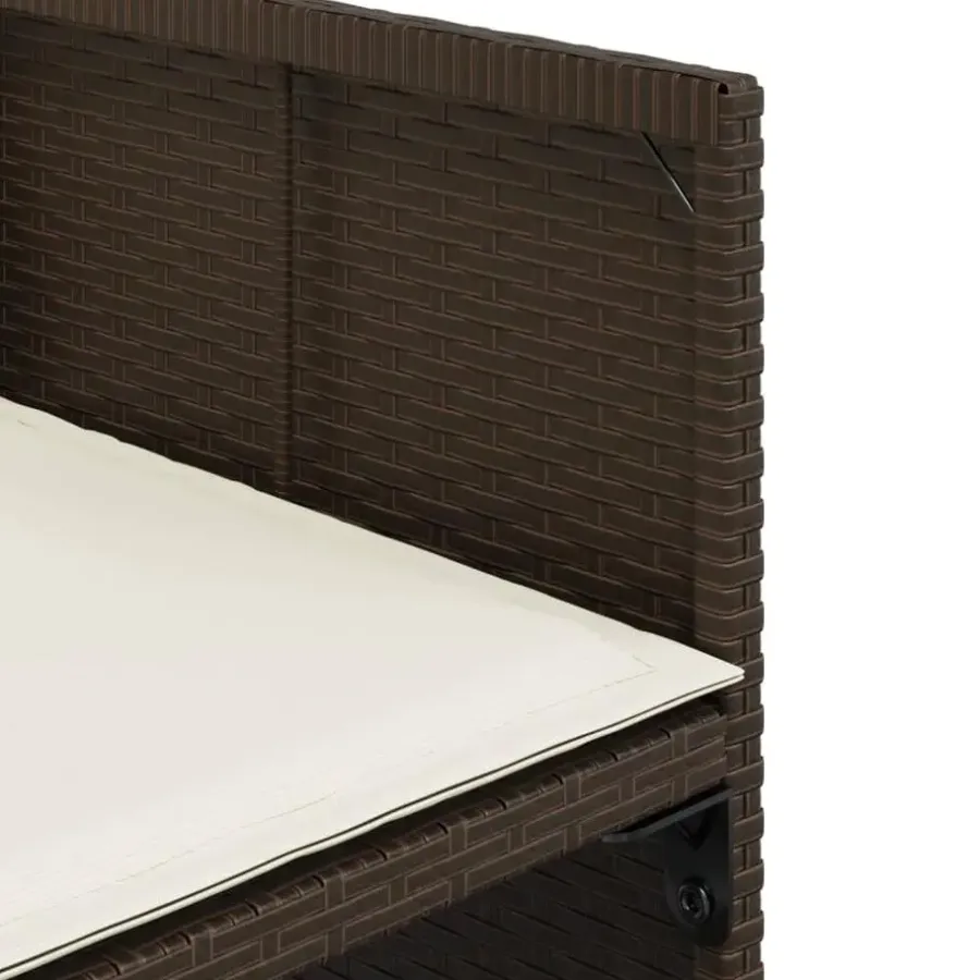 Tuinsets-vidaXL - 5-delige Tuinset wit kussens - Bruin poly rattan en staal - 110x106 cm