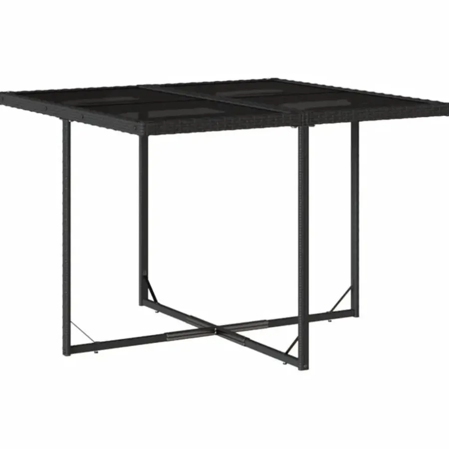 Tuinsets-vidaXL - 5-delige Tuinset wit kussens - Zwart - PE rattan en staal - 110x106 cm