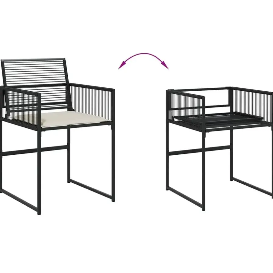 vidaXL - 7-delige Tuinset wit zitkussens - Zwart - PE rattan - 165x107 cm