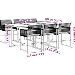 vidaXL - 7-delige Tuinset wit zitkussens - Zwart - PE rattan - 165x107 cm