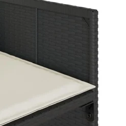 vidaXL - 9-delige Tuinset wit kussens 4 krukken - Zwart - PE rattan - 110x106 cm
