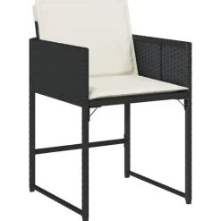 vidaXL - 9-delige Tuinset wit kussens 4 krukken - Zwart poly rattan - 110x106 cm