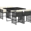 vidaXL - 5-delige Tuinset zwart kussens - PE rattan en staal - 110x106 cm