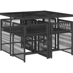 vidaXL - 5-delige Tuinset zwart kussens - PE rattan en staal - 110x106 cm