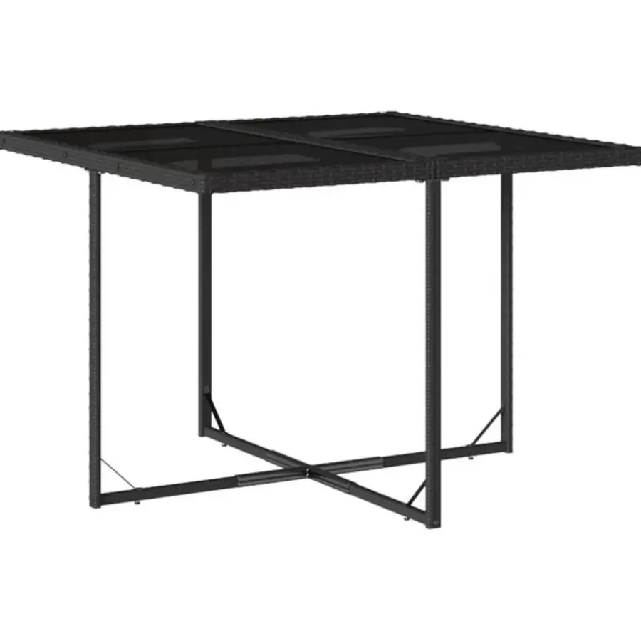 vidaXL - 5-delige Tuinset zwart kussens - PE rattan en staal - 110x106 cm
