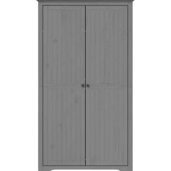 Kledingkasten|Kledingkasten-vidaXL - 2-deurs Kledingkast BODO - Massief grenenhout - Grijs - 99x53.5x173 cm