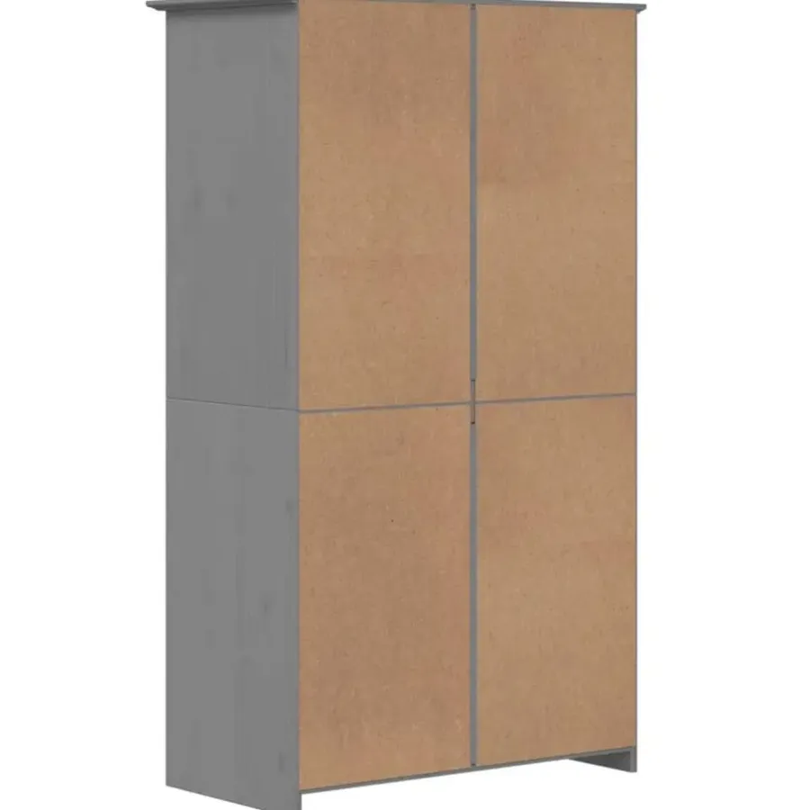 Kledingkasten|Kledingkasten-vidaXL - 2-deurs Kledingkast BODO - Massief grenenhout - Grijs - 99x53.5x173 cm