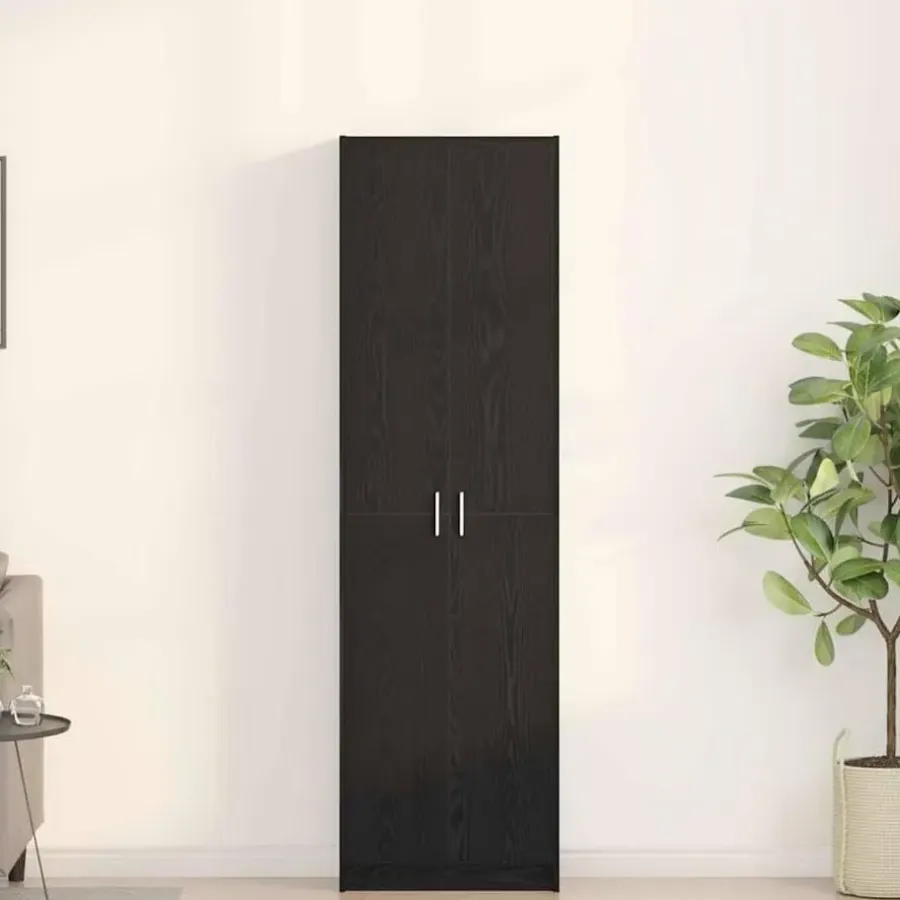vidaXL - 2-deurs Kledingkast met planken - Hout - Zwart eiken - 55x25x189 cm