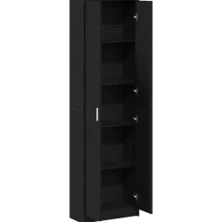 vidaXL - 2-deurs Kledingkast met planken - Hout - Zwart eiken - 55x25x189 cm