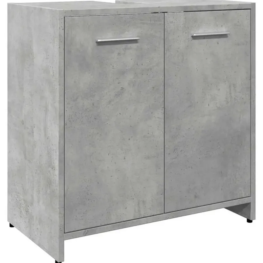 Wastafelkasten-vidaXL - 2-deurs Wastafelonderkast - Betongrijs - Bewerkt hout - 60x33x60 cm