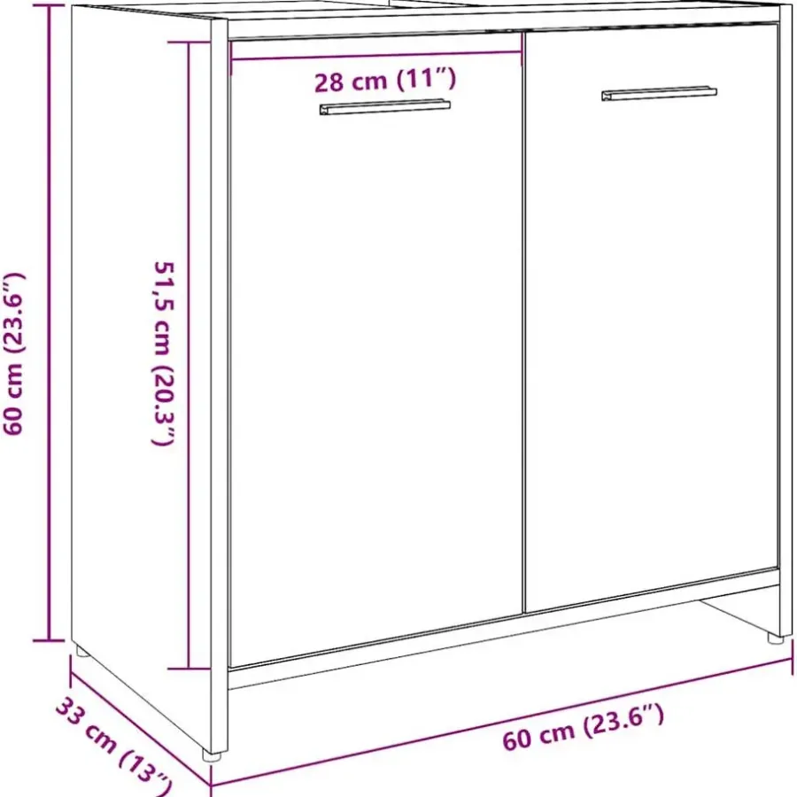 Wastafelkasten-vidaXL - 2-deurs Wastafelonderkast - Betongrijs - Bewerkt hout - 60x33x60 cm
