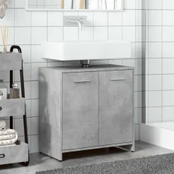 Wastafelkasten-vidaXL - 2-deurs Wastafelonderkast - Betongrijs - Bewerkt hout - 60x33x60 cm