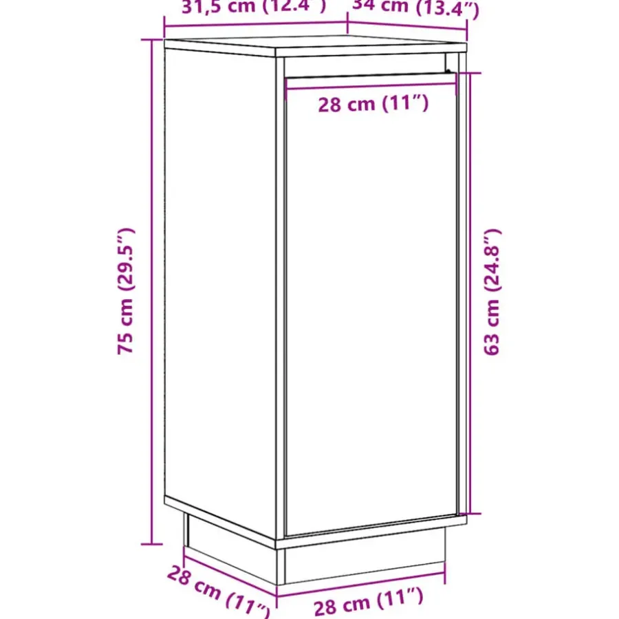 vidaXL - Dressoir - Bruin - Grenenhout - 2 stuks