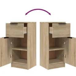 Wandkasten-vidaXL - Dressoir - Bruin - Bewerkt hout - 2 stuks