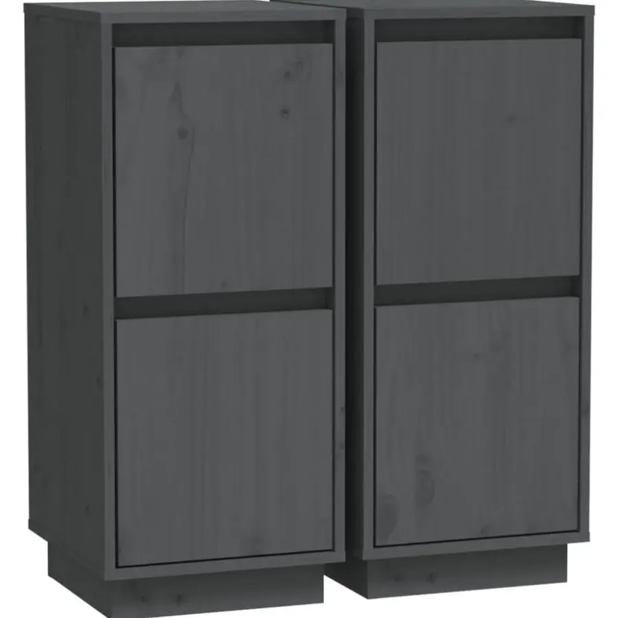 Wandkasten-vidaXL - Dressoir - Grijs - Grenenhout - 2 stuks