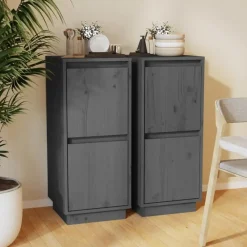 Wandkasten-vidaXL - Dressoir - Grijs - Grenenhout - 2 stuks