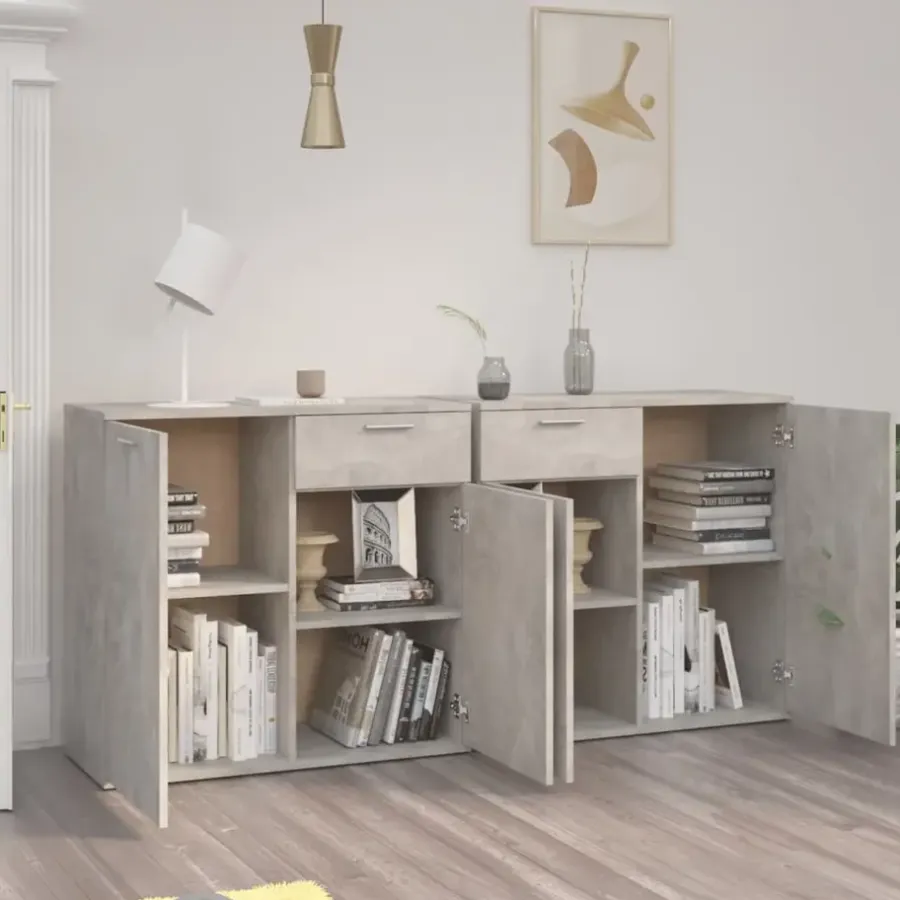 Dressoirs-vidaXL - Dressoir - Grijs - Bewerkt hout