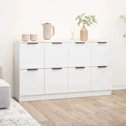 vidaXL - Dressoir - Wit - Bewerkt hout - 2 stuks