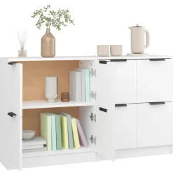 vidaXL - Dressoir - Wit - Bewerkt hout - 2 stuks