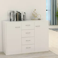 vidaXL - Dressoir - Wit - Bewerkt hout