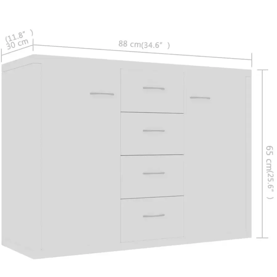 vidaXL - Dressoir - Wit - Bewerkt hout