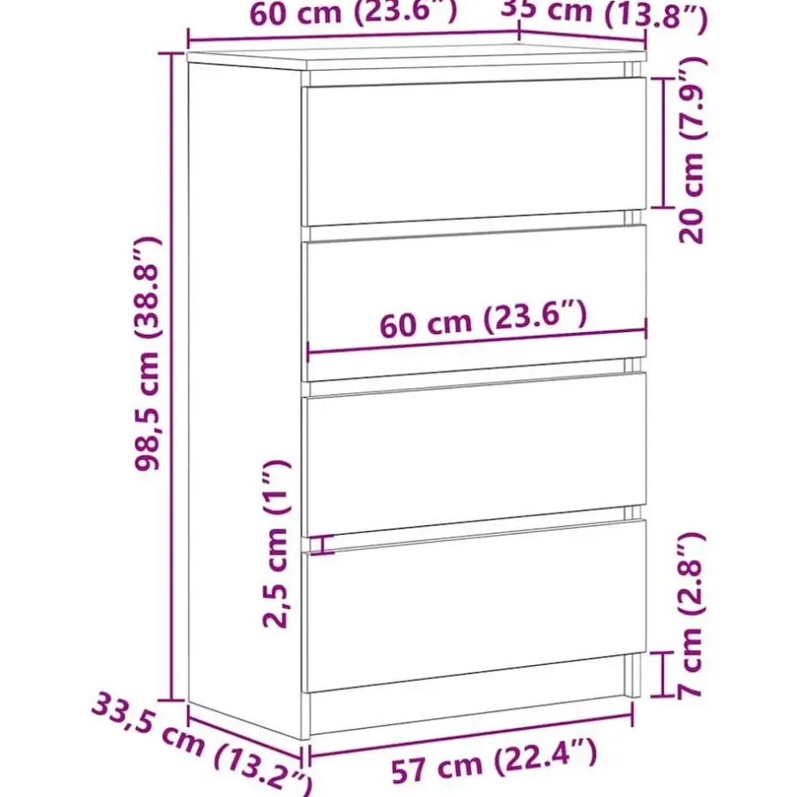 Ladekasten|Ladekasten-vidaXL - Dressoir - Wit - Bewerkt hout
