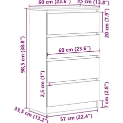 Ladekasten|Ladekasten-vidaXL - Dressoir - Zwart - Bewerkt hout