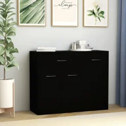 vidaXL - Dressoir - Zwart - Bewerkt hout