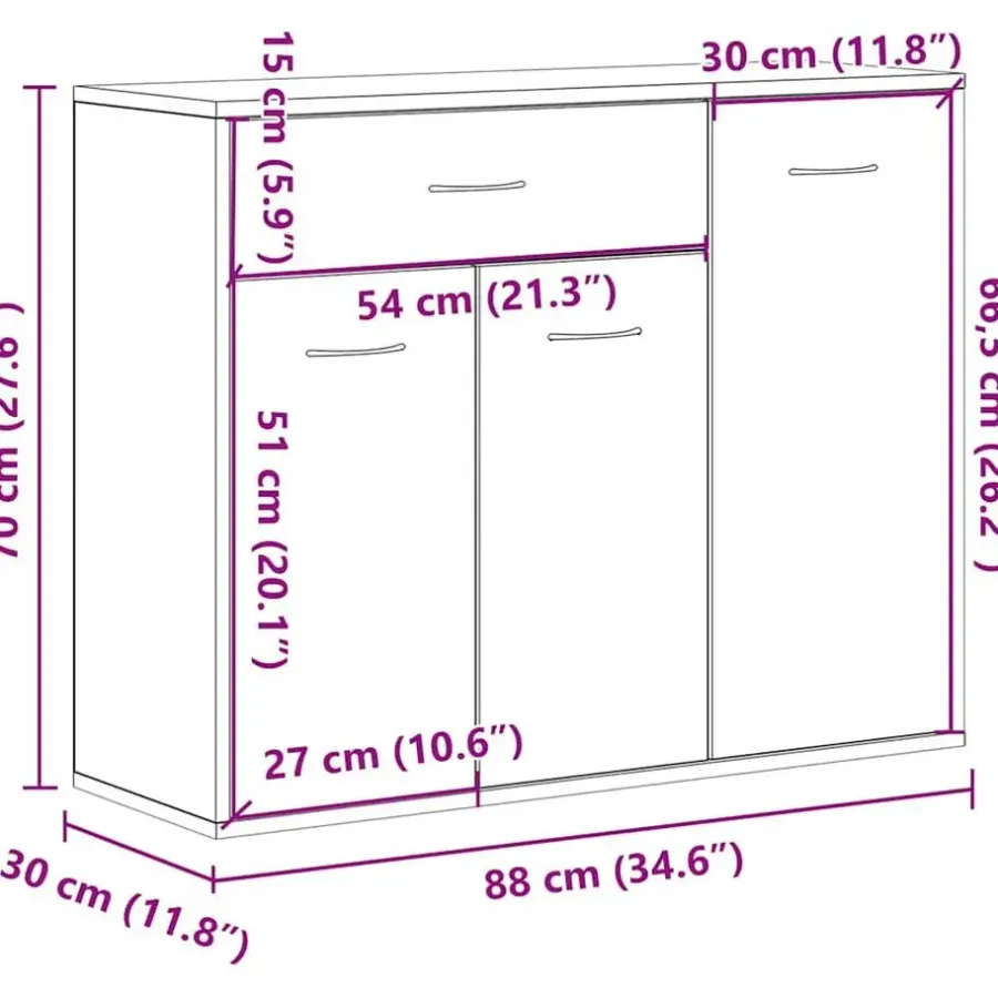 vidaXL - Dressoir - Zwart - Bewerkt hout