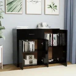 vidaXL - Dressoir - Zwart - Bewerkt hout