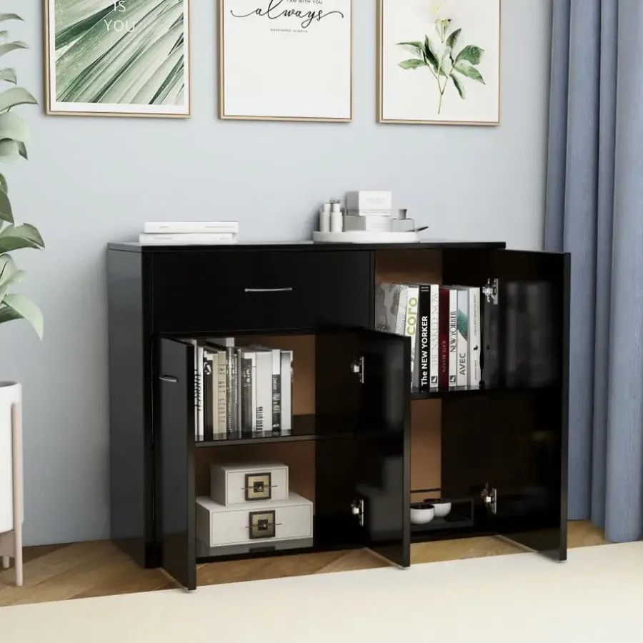 vidaXL - Dressoir - Zwart - Bewerkt hout