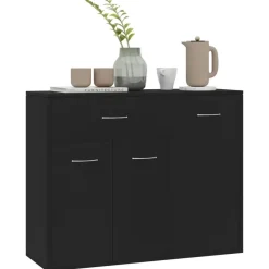 vidaXL - Dressoir - Zwart - Bewerkt hout