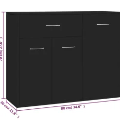 vidaXL - Dressoir - Zwart - Bewerkt hout