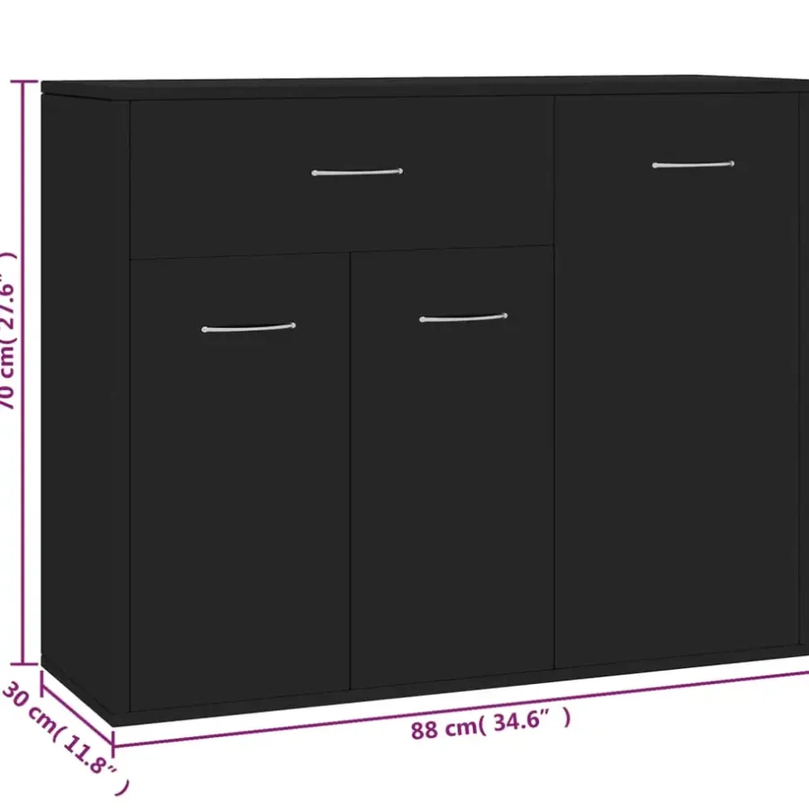 vidaXL - Dressoir - Zwart - Bewerkt hout