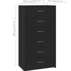 Ladekasten|Ladekasten-vidaXL - Dressoir - Zwart - Bewerkt hout