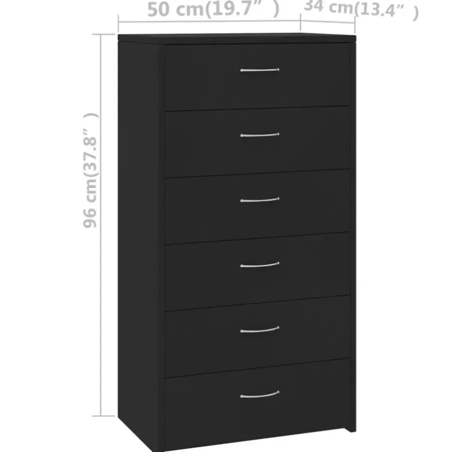 Ladekasten|Ladekasten-vidaXL - Dressoir - Zwart - Bewerkt hout