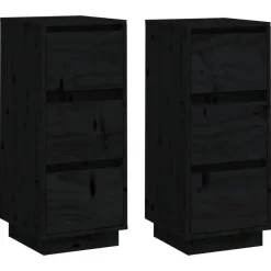 Ladekasten|Ladekasten-vidaXL - Dressoir - Zwart - Grenenhout - 2 stuks