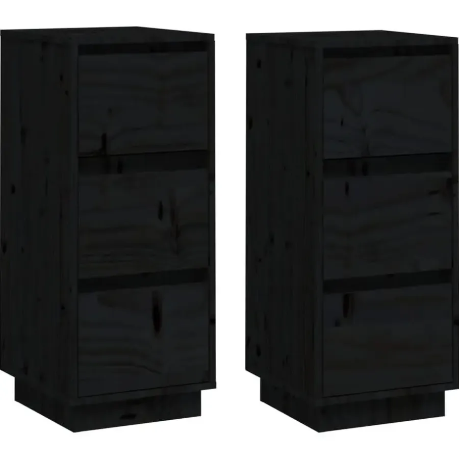 Ladekasten|Ladekasten-vidaXL - Dressoir - Zwart - Grenenhout - 2 stuks