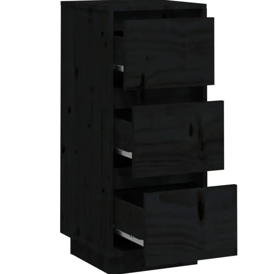 Ladekasten|Ladekasten-vidaXL - Dressoir - Zwart - Grenenhout - 2 stuks