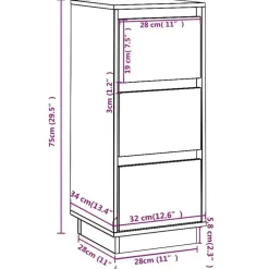 Ladekasten|Ladekasten-vidaXL - Dressoir - Zwart - Grenenhout - 2 stuks