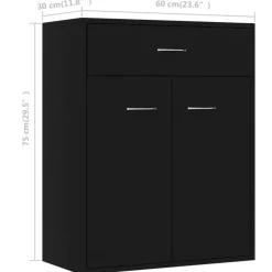 vidaXL - Dressoir - Zwart - Bewerkt hout