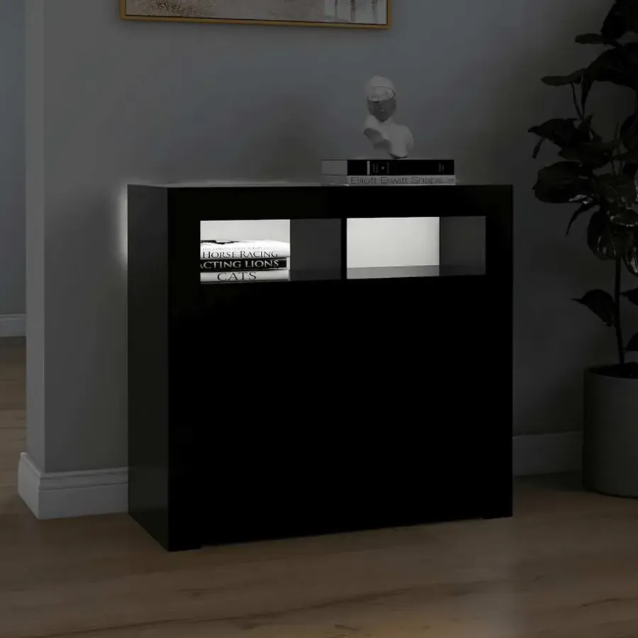 Dressoirs-vidaXL - Dressoir - Zwart - Bewerkt hout - 80 x 35 x 75 cm