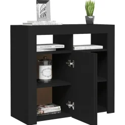 Dressoirs-vidaXL - Dressoir - Zwart - Bewerkt hout - 80 x 35 x 75 cm