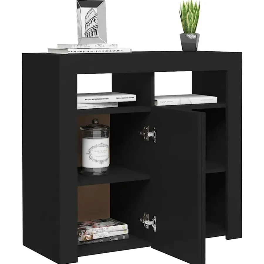 Dressoirs-vidaXL - Dressoir - Zwart - Bewerkt hout - 80 x 35 x 75 cm