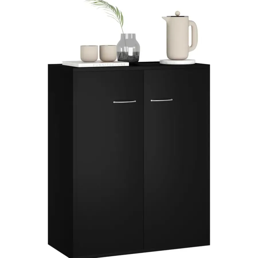 Dressoirs-vidaXL - Dressoir - Zwart - Bewerkt hout