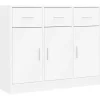 vidaXL - Dressoir met 3 deuren 3 lades - Wit - Bewerkt hout - 91x28x75 cm