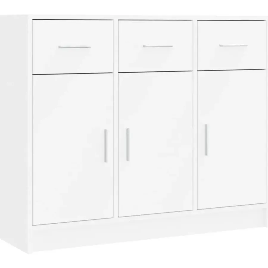 vidaXL - Dressoir met 3 deuren 3 lades - Wit - Bewerkt hout - 91x28x75 cm